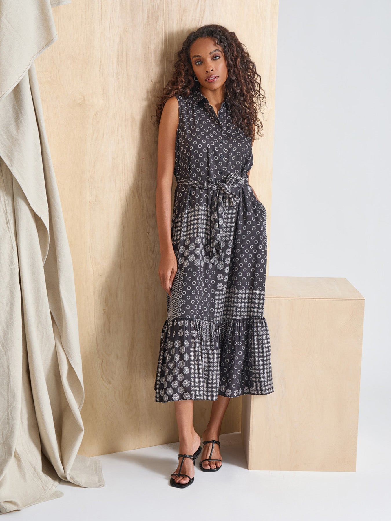 Sleeveless Midi Shirt Dress
