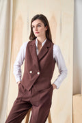 Double Breasted Vest, Stretch Crepe