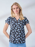 Petite Double Flutter Sleeve V-Neck Trim Top, Moss Crepe