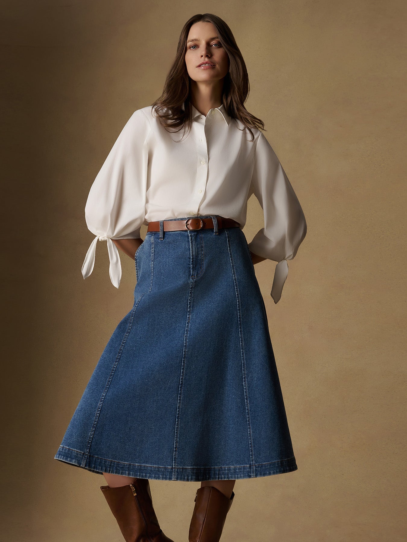 Tie Sleeve Button-Front Shirt