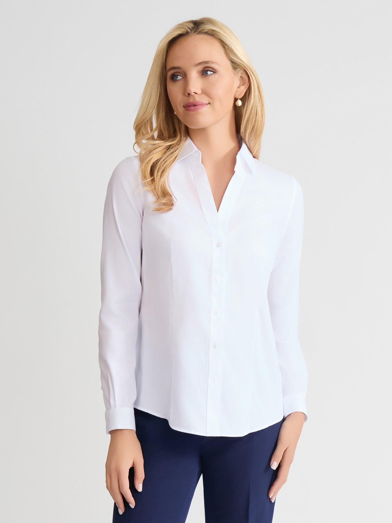 Petite Easy-Care Button-Up Shirt