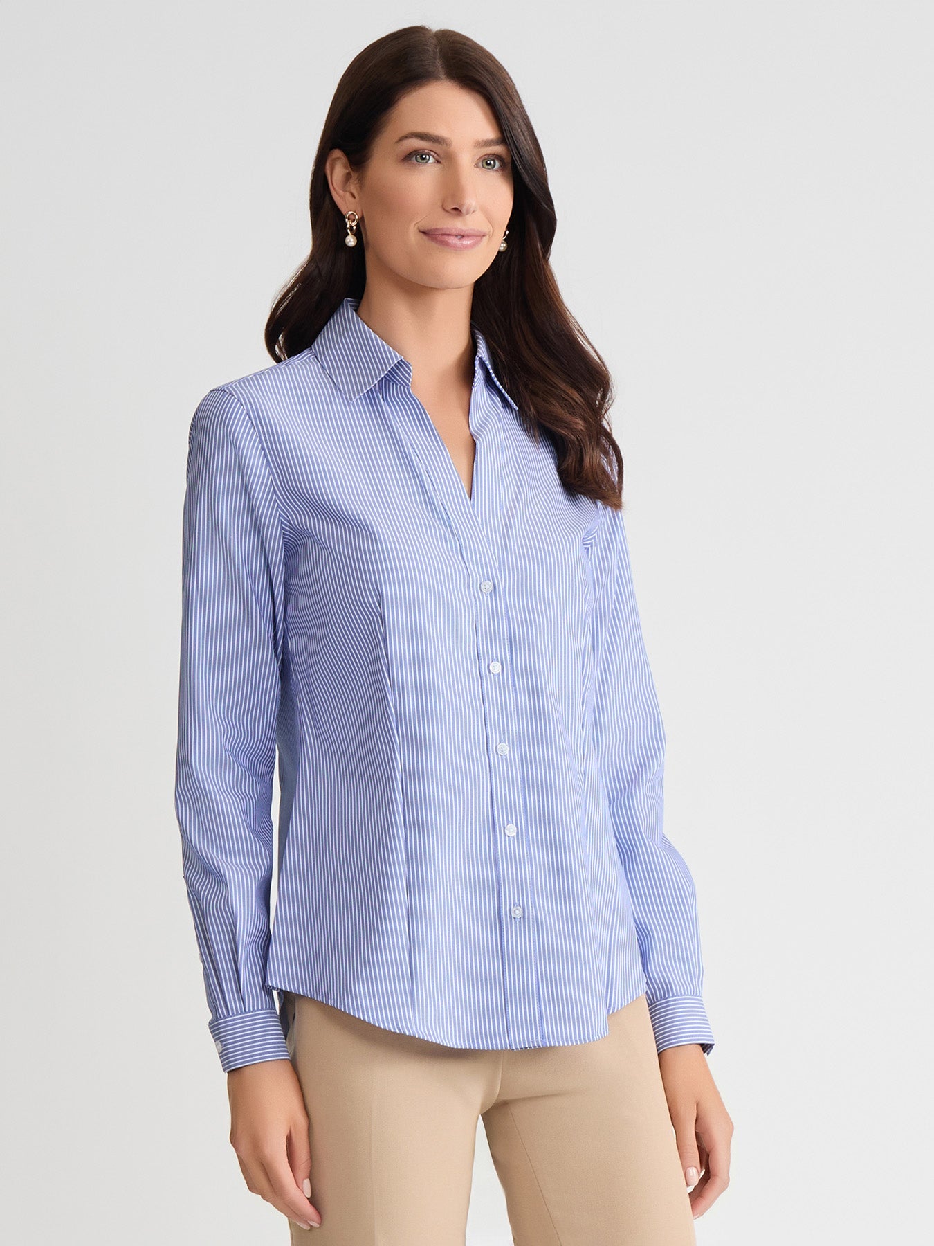 Striped Easy-Care Button-Up Shirt