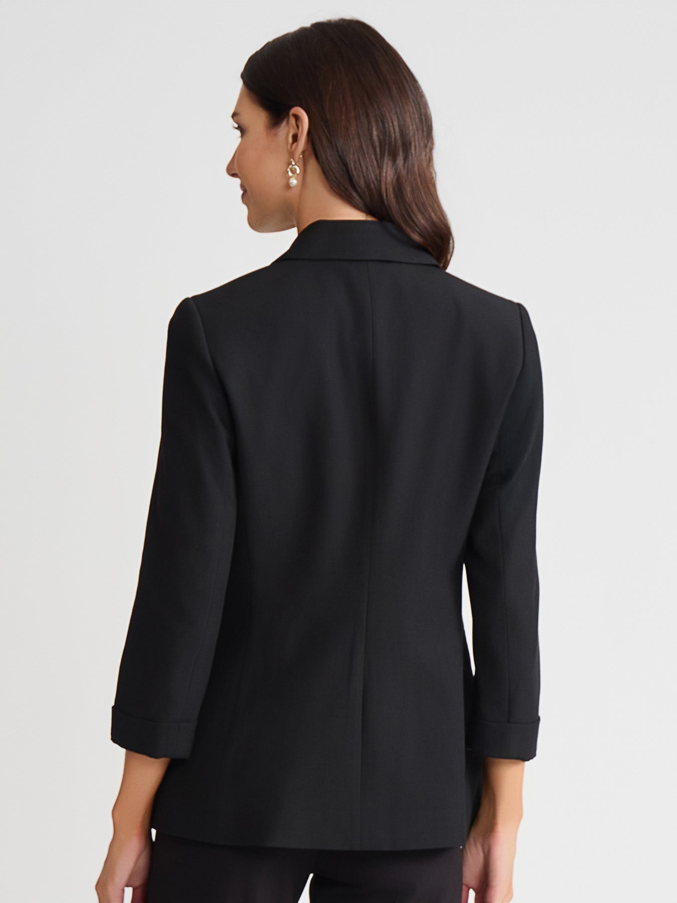 Notch Collar Rolled Cuff Bi-Stretch Blazer