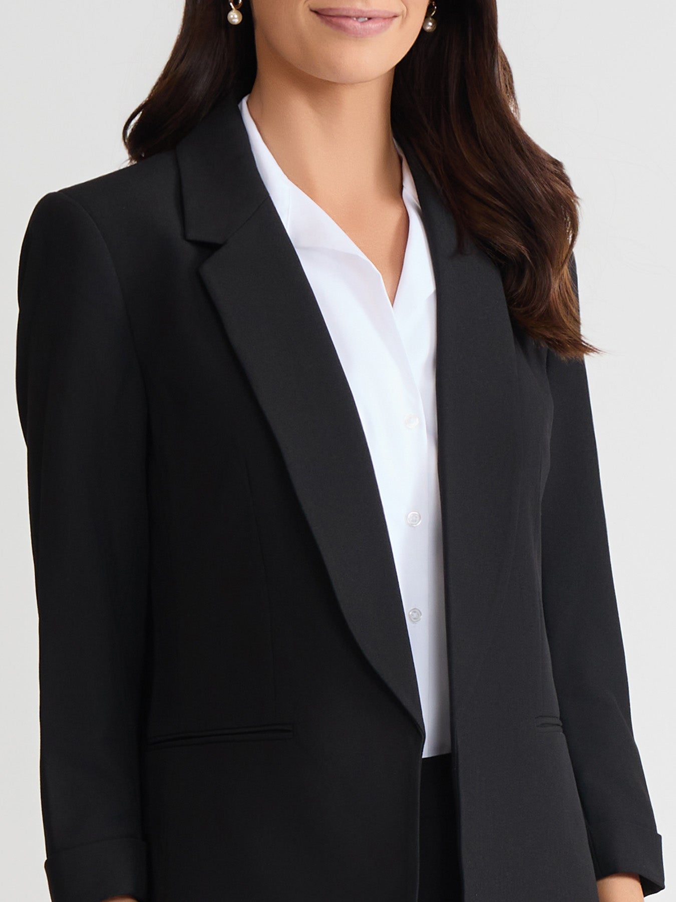 Notch Collar Rolled Cuff Bi-Stretch Blazer