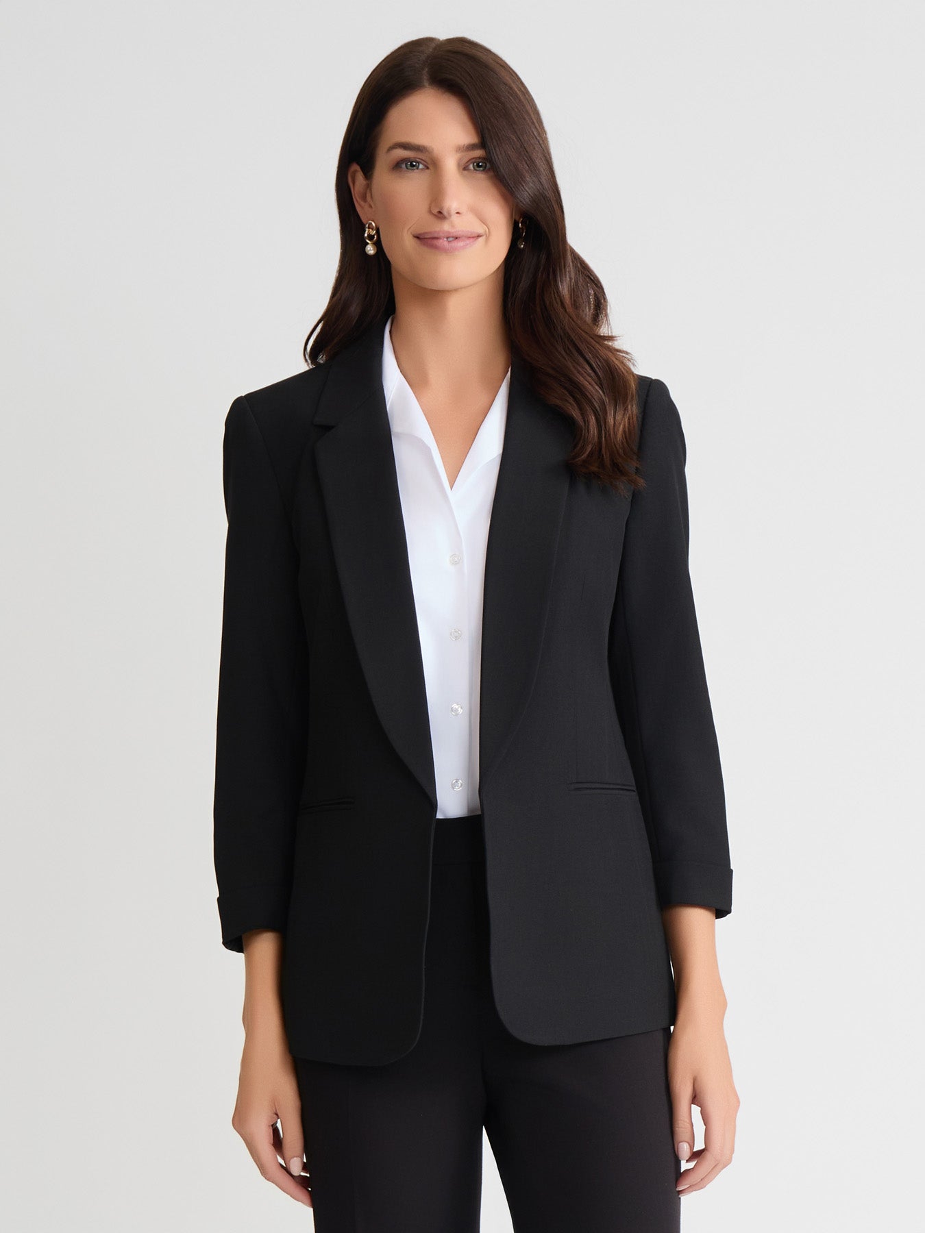 Notch Collar Rolled Cuff Bi-Stretch Blazer