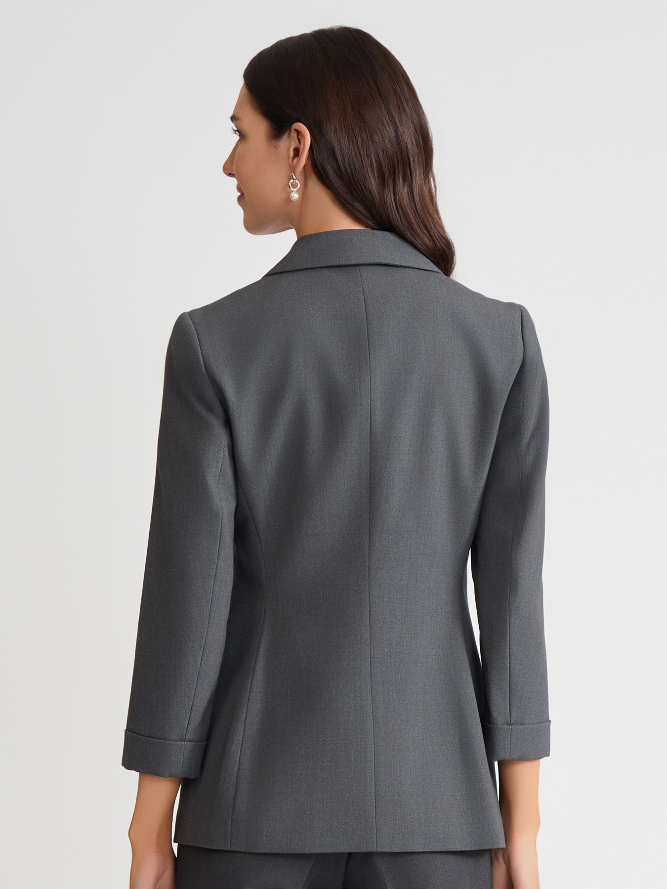 Notch Collar Rolled Cuff Bi-Stretch Blazer