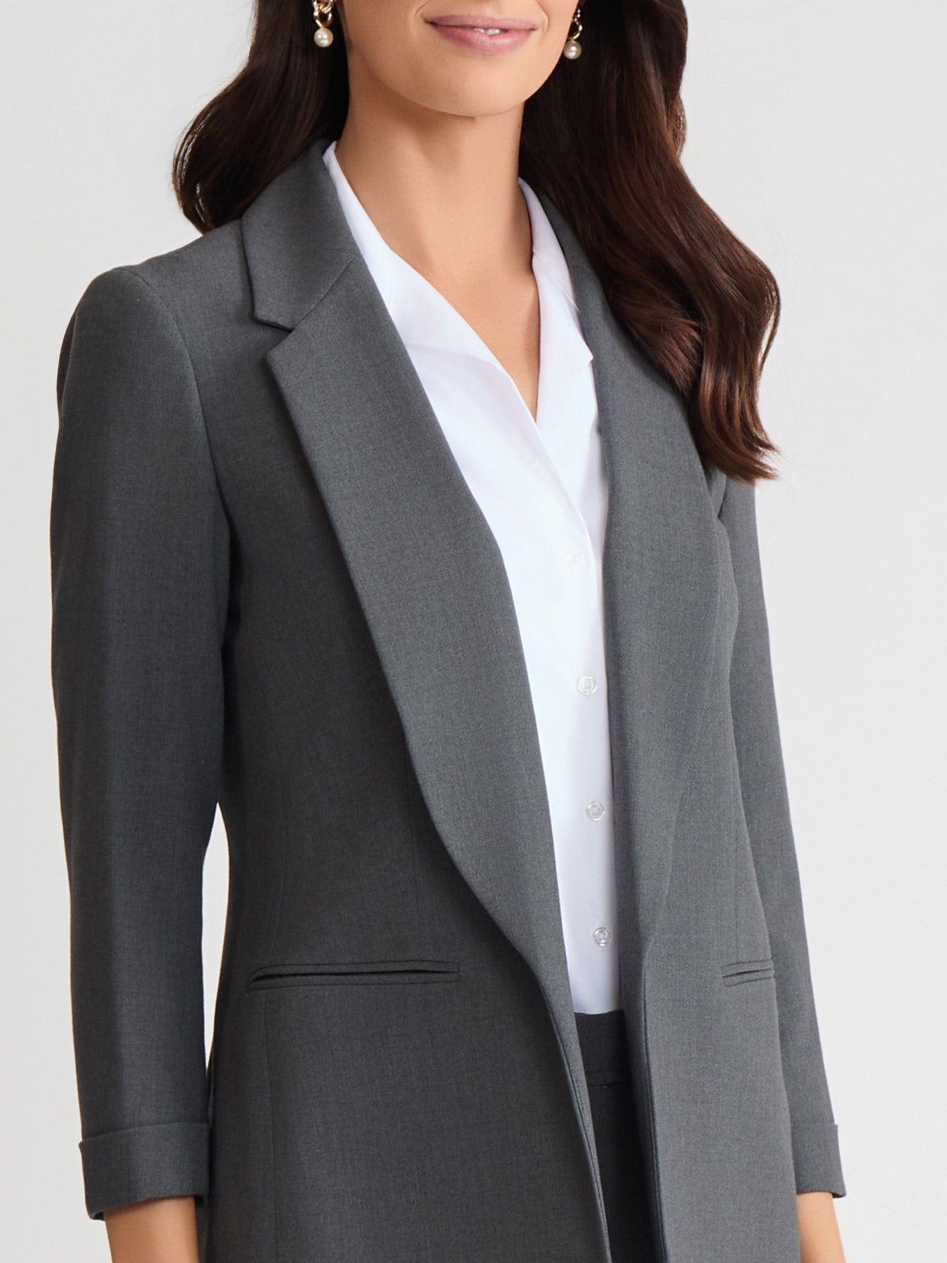 Notch Collar Rolled Cuff Bi-Stretch Blazer