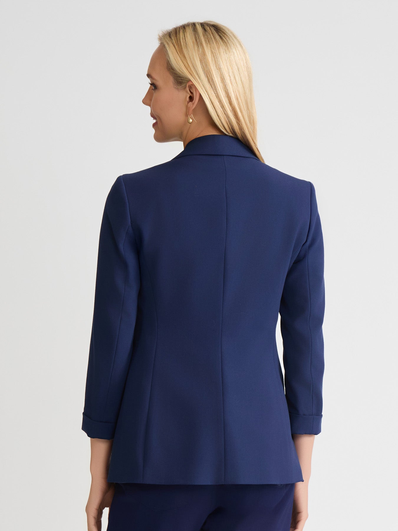 Notch Collar Rolled Cuff Bi-Stretch Blazer