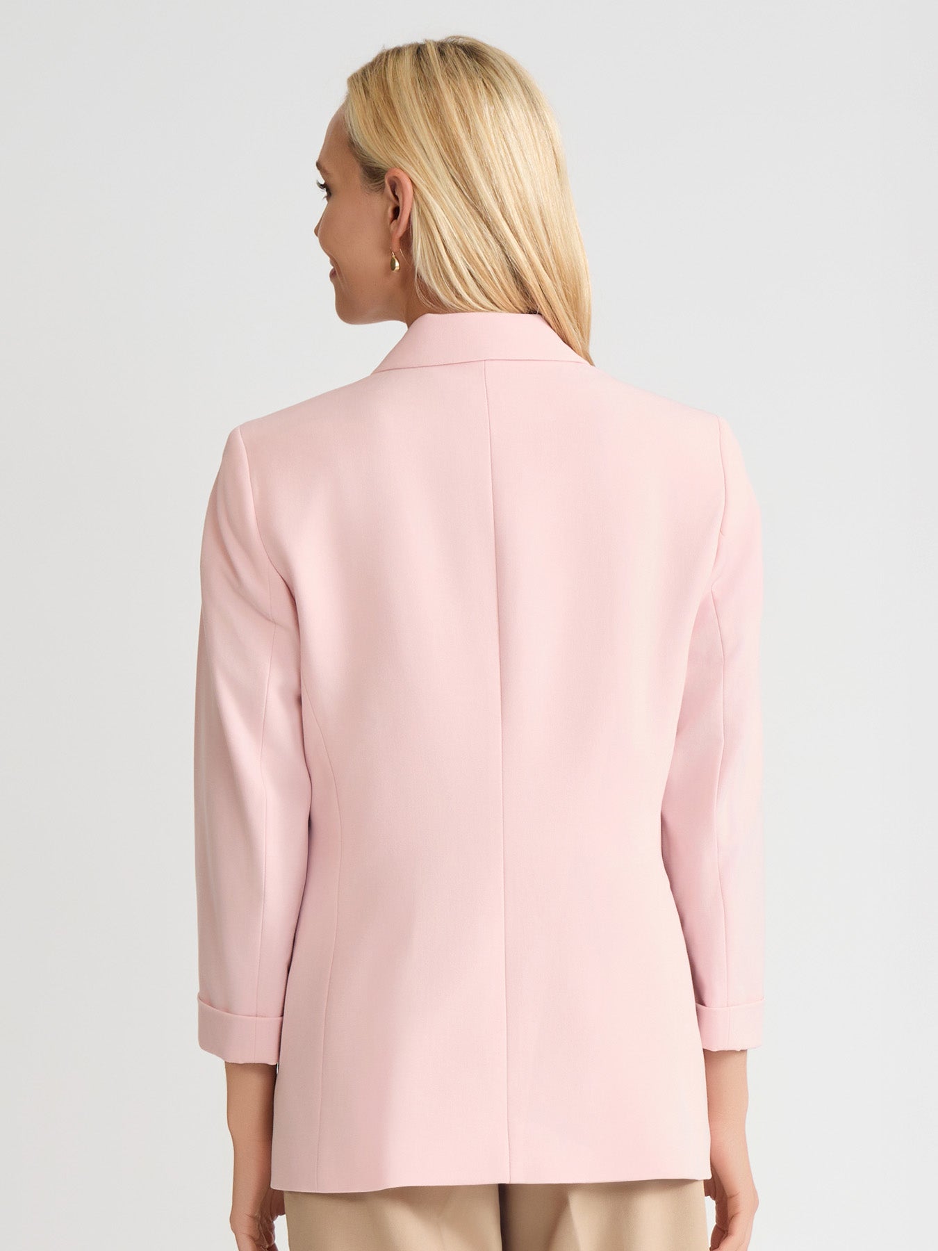 Notch Collar Rolled Cuff Bi-Stretch Blazer