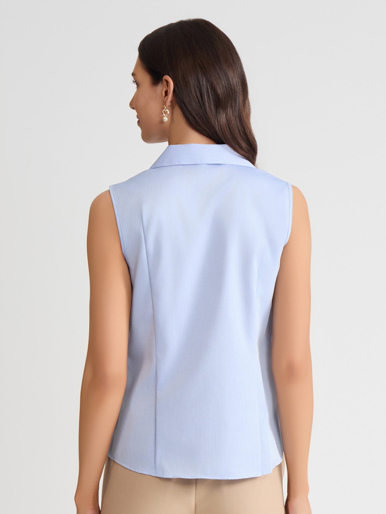 Easy-Care Sleeveless Button-Up Shirt