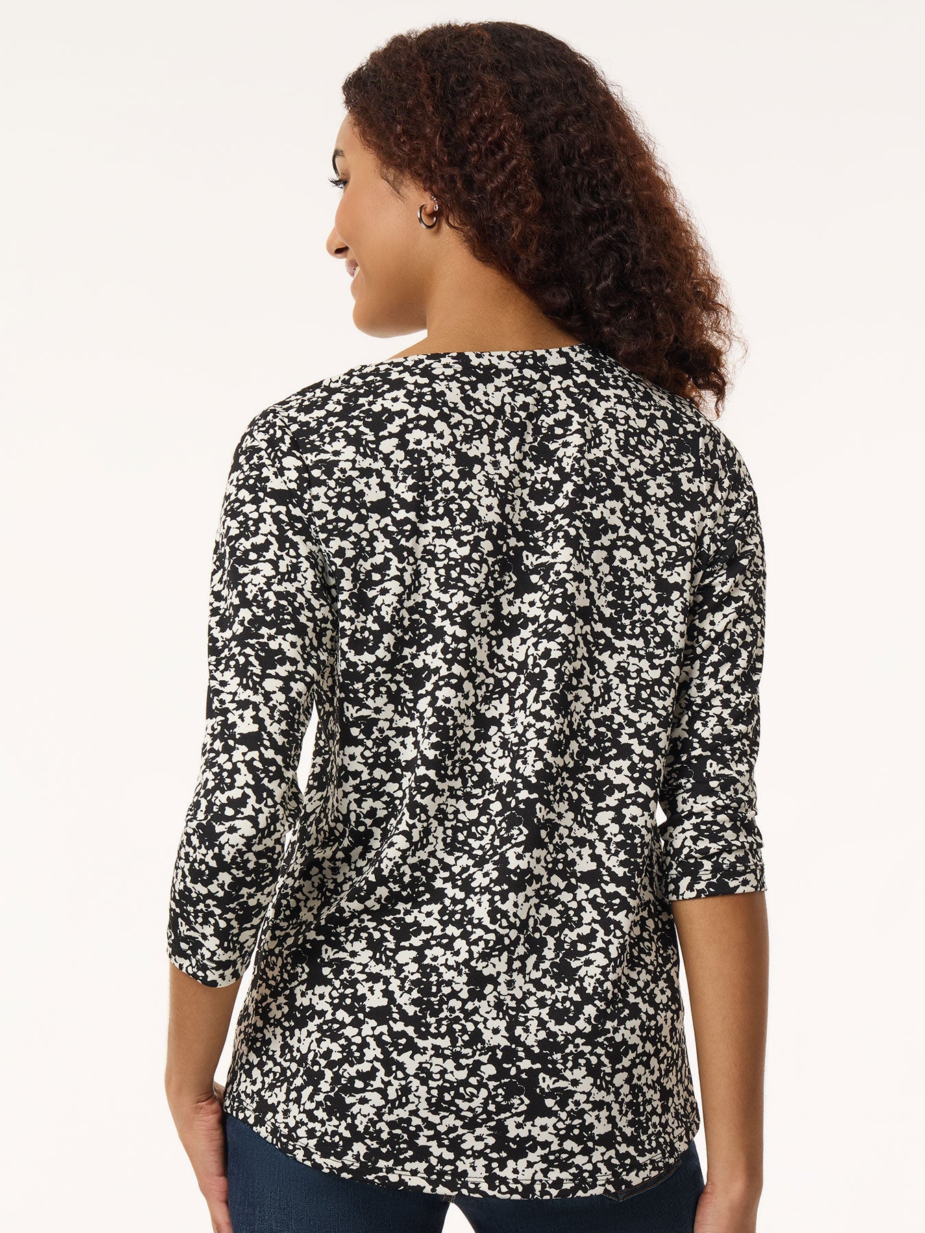 Plus Printed Keyhole Neckline Top, Moss Crepe