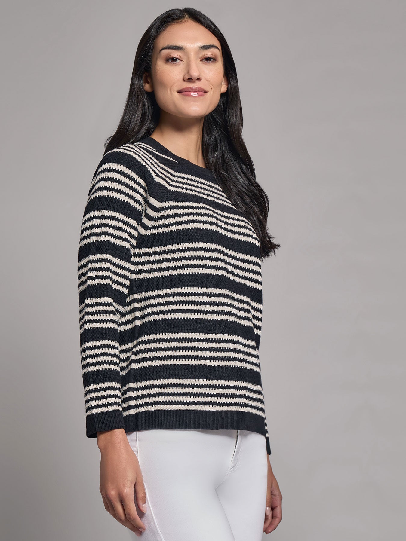 Stripe Crew Neck Raglan Sweater