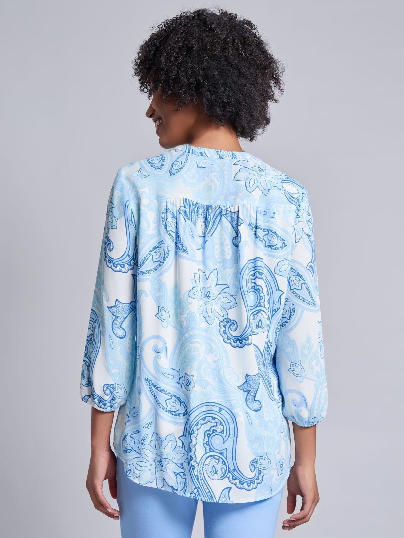 V-Neck Pleated Kelly Blouse, Crepe De Chine