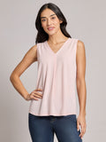 Sleeveless V-Neck Pleat Front Blouse