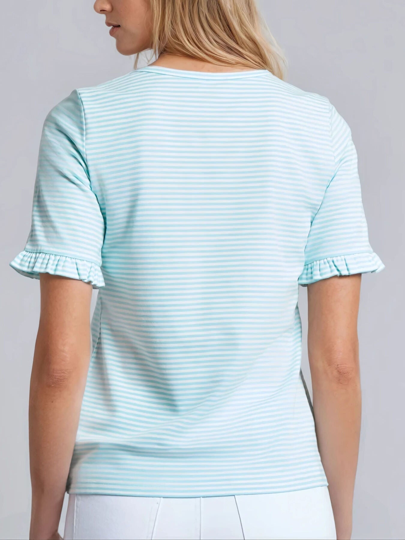 Ruffle Sleeve Stripe Top