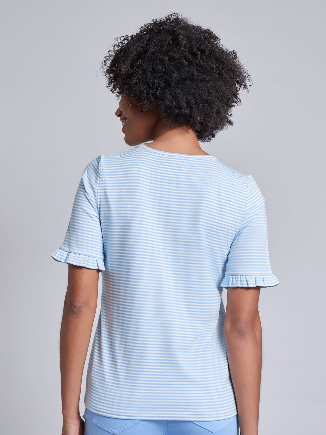 Plus Ruffle Sleeve Stripe Top