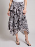 Pull-On Handkerchief Hem Midi Skirt