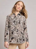 Long Sleeve Collared Popover Blouse, Jasper Crepe