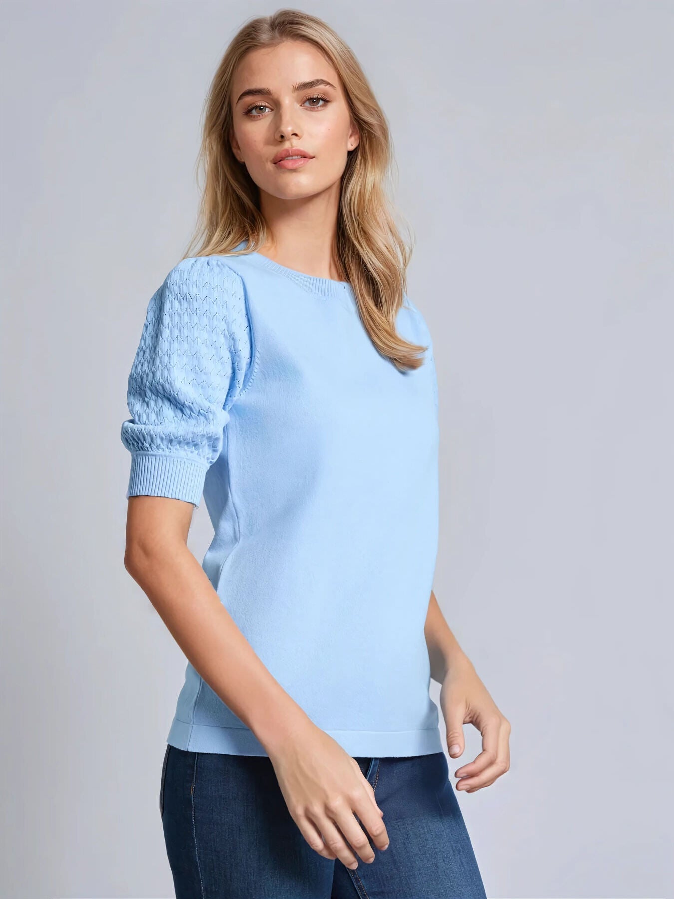 Stitch Puff Sleeve Top