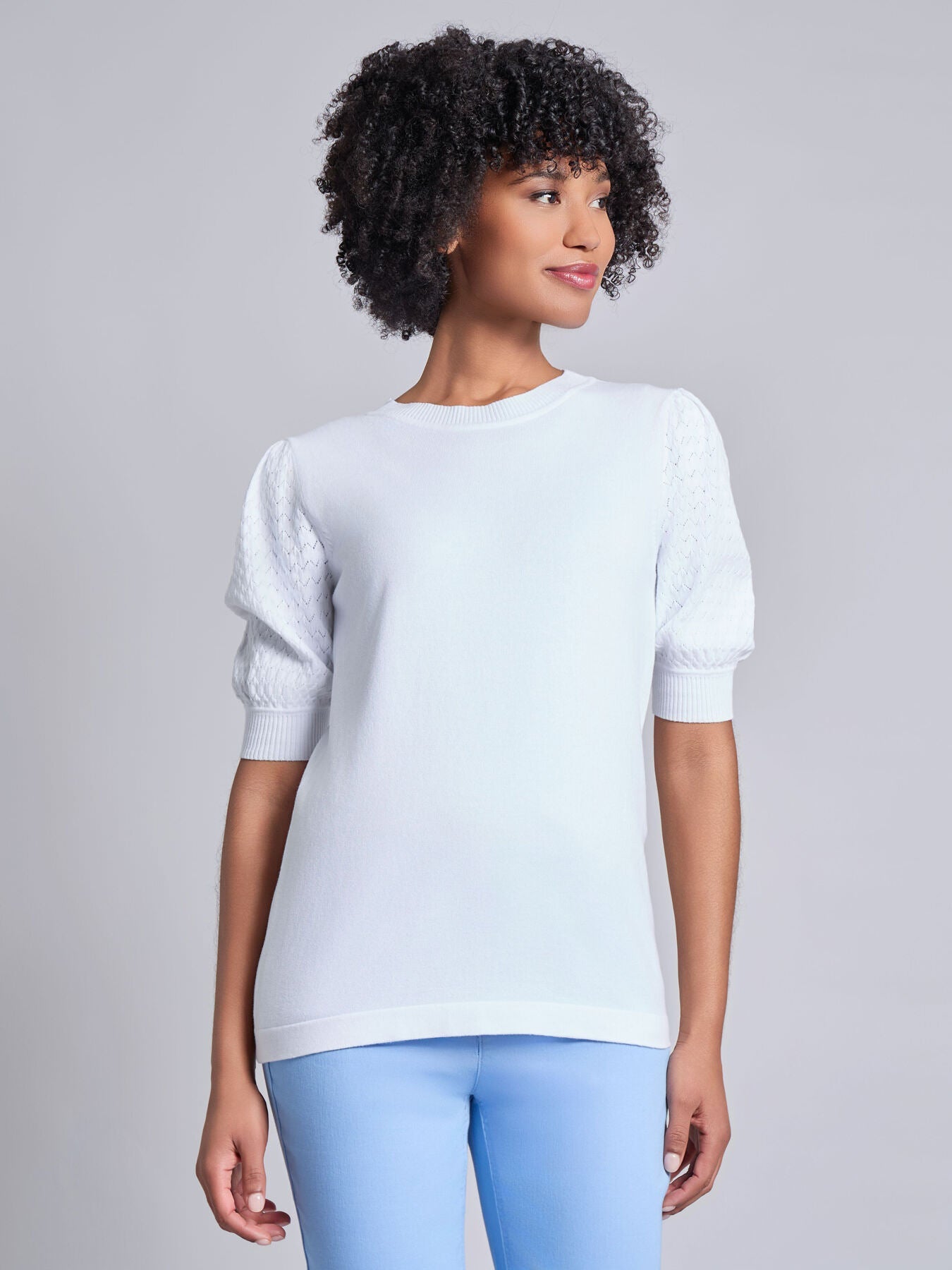 Stitch Puff Sleeve Top