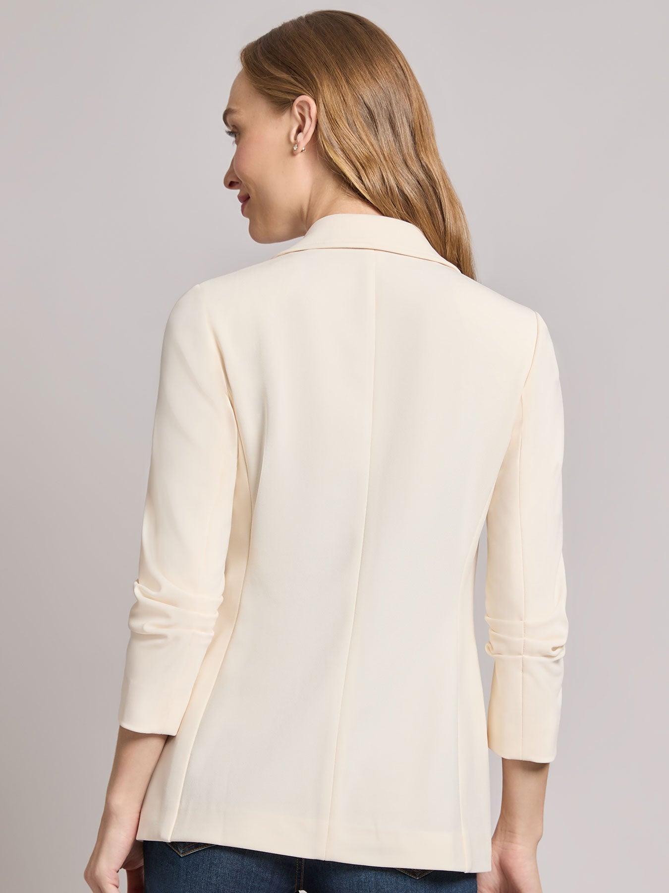 Notch Collar Scrunch Sleeve Jacket