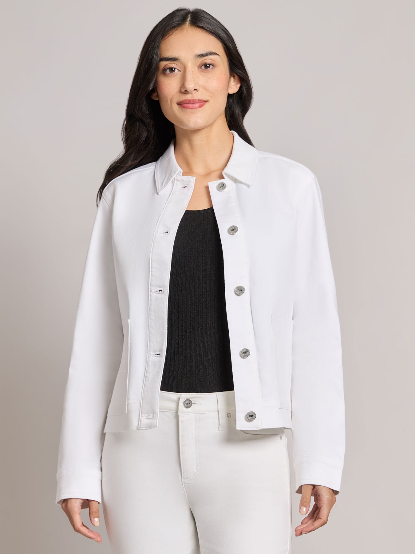 Petite Patch Pocket Denim Jacket, Soft White