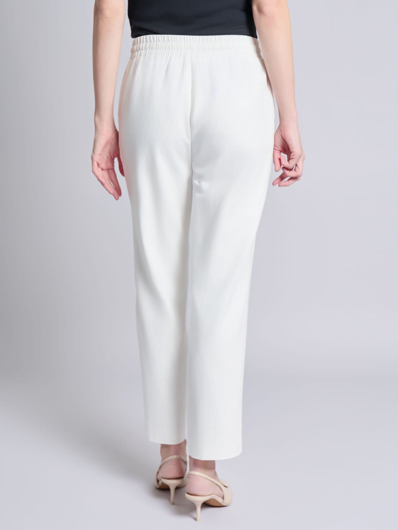 Pull-On Drawstring Trouser, Solid Linen Viscose