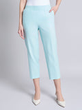 Pull-On Cropped Pant, Solid Linen Viscose