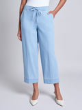 Petite Tie Waist Stitch Hem Pant, Chambray