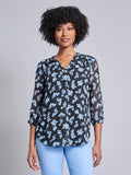 Printed V-Neck Pleated Kelly Blouse
