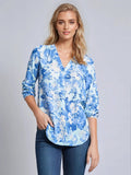 Printed V-Neck Pleated Kelly Blouse
