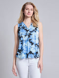 Sleeveless V-Neck Pleat Front Blouse