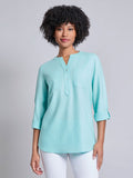 Plus Button Front Tunic, Linen Blend