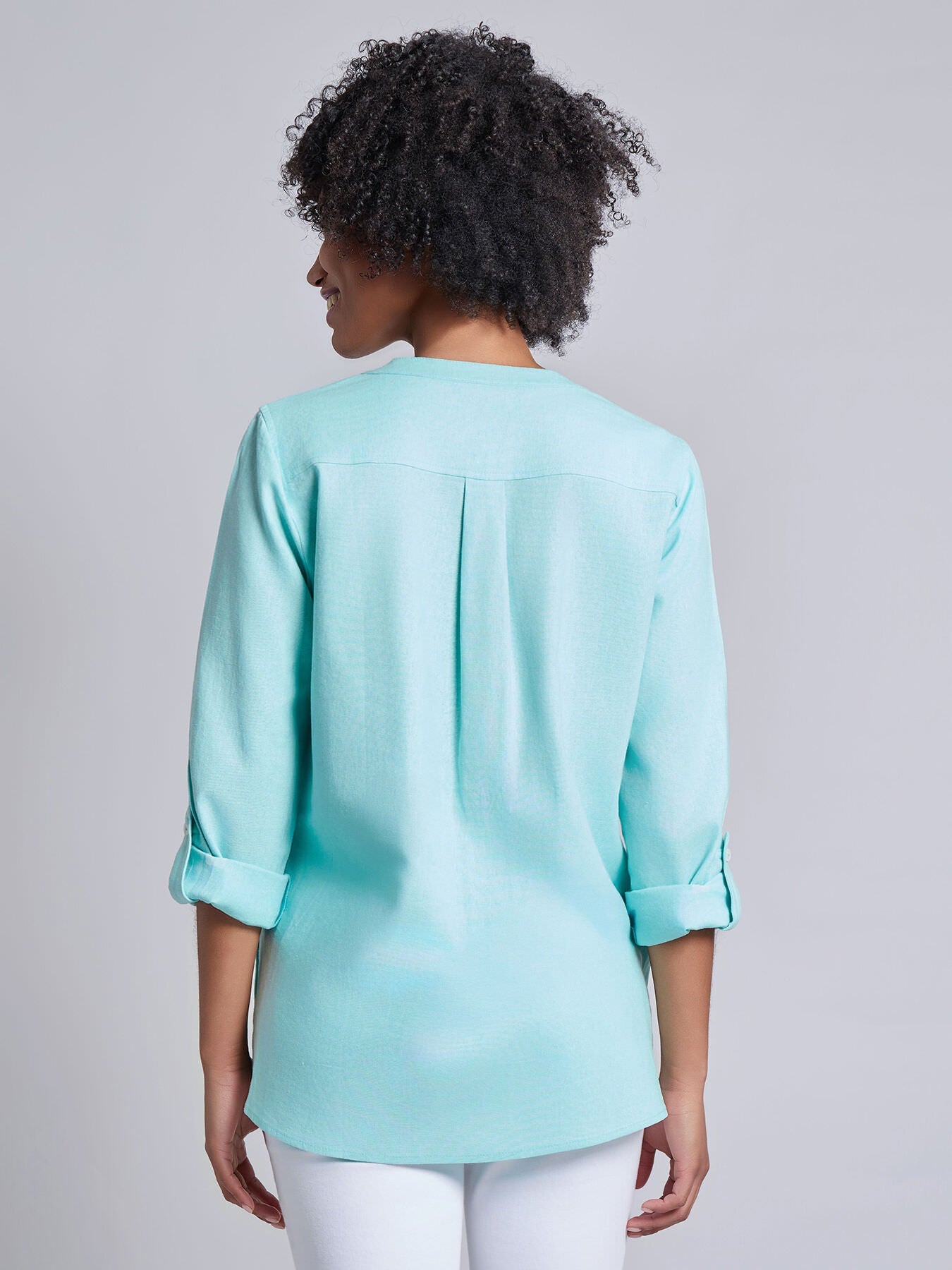 Plus Button Front Tunic, Linen Blend