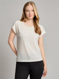 Extended Shoulder Trim Neck Top, Knit Jersey