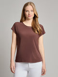 Extended Shoulder Trim Neck Top, Knit Jersey
