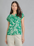 Drop Shoulder Keyhole Neckline Top