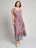 V-Neck Belted Maxi Dress, Crepe de Chine