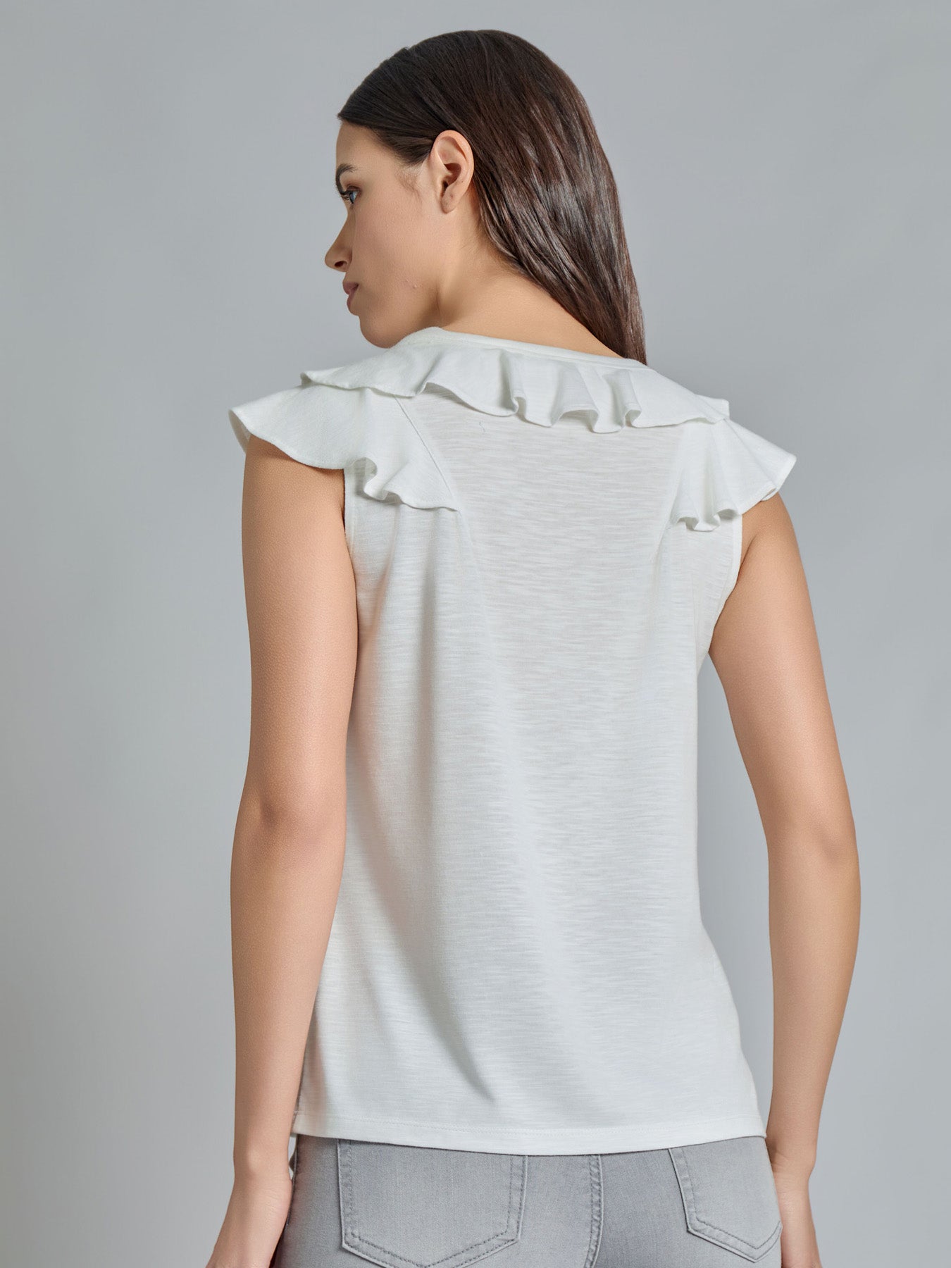 Ruffle V-Neck Tee