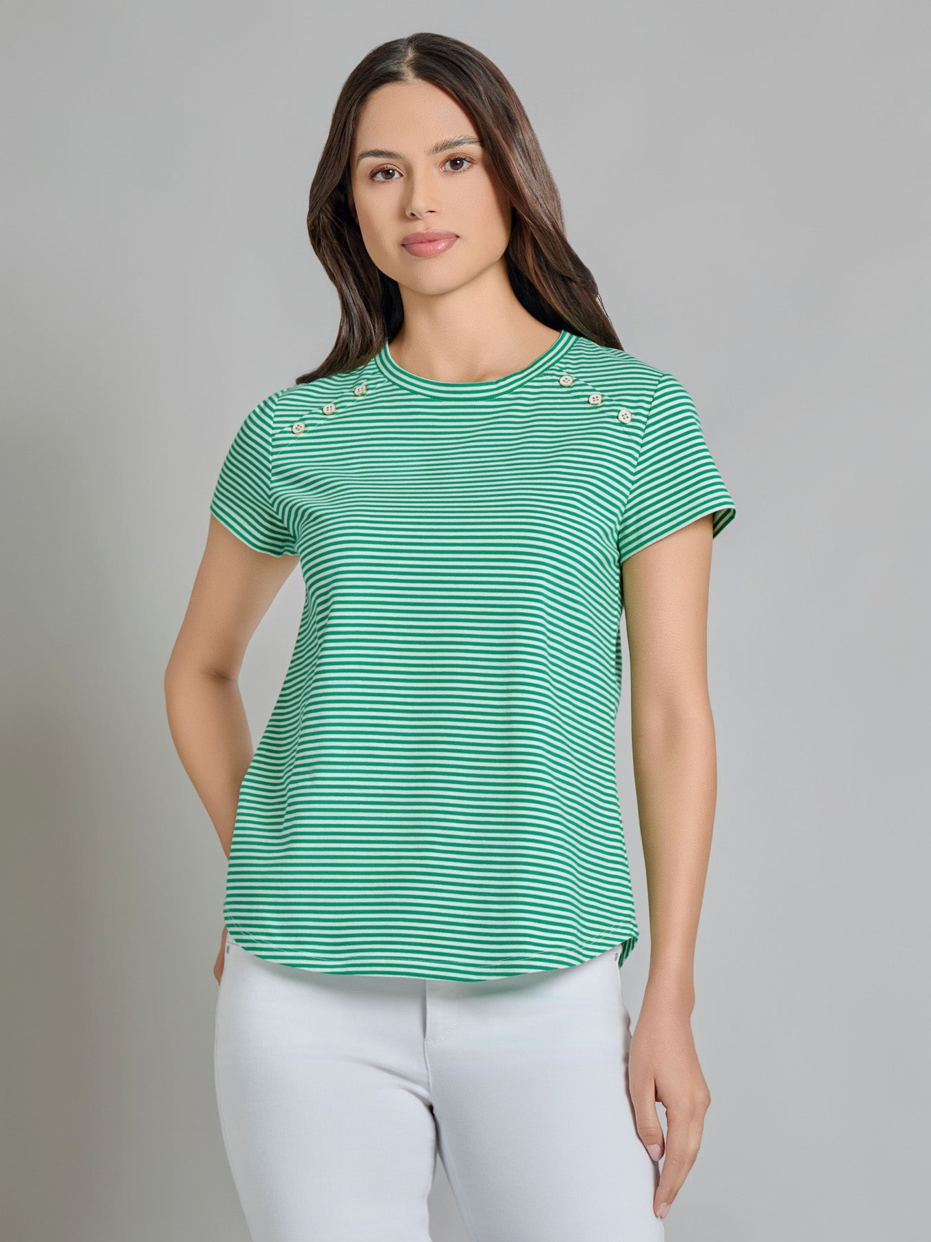 Button Shoulder Tee