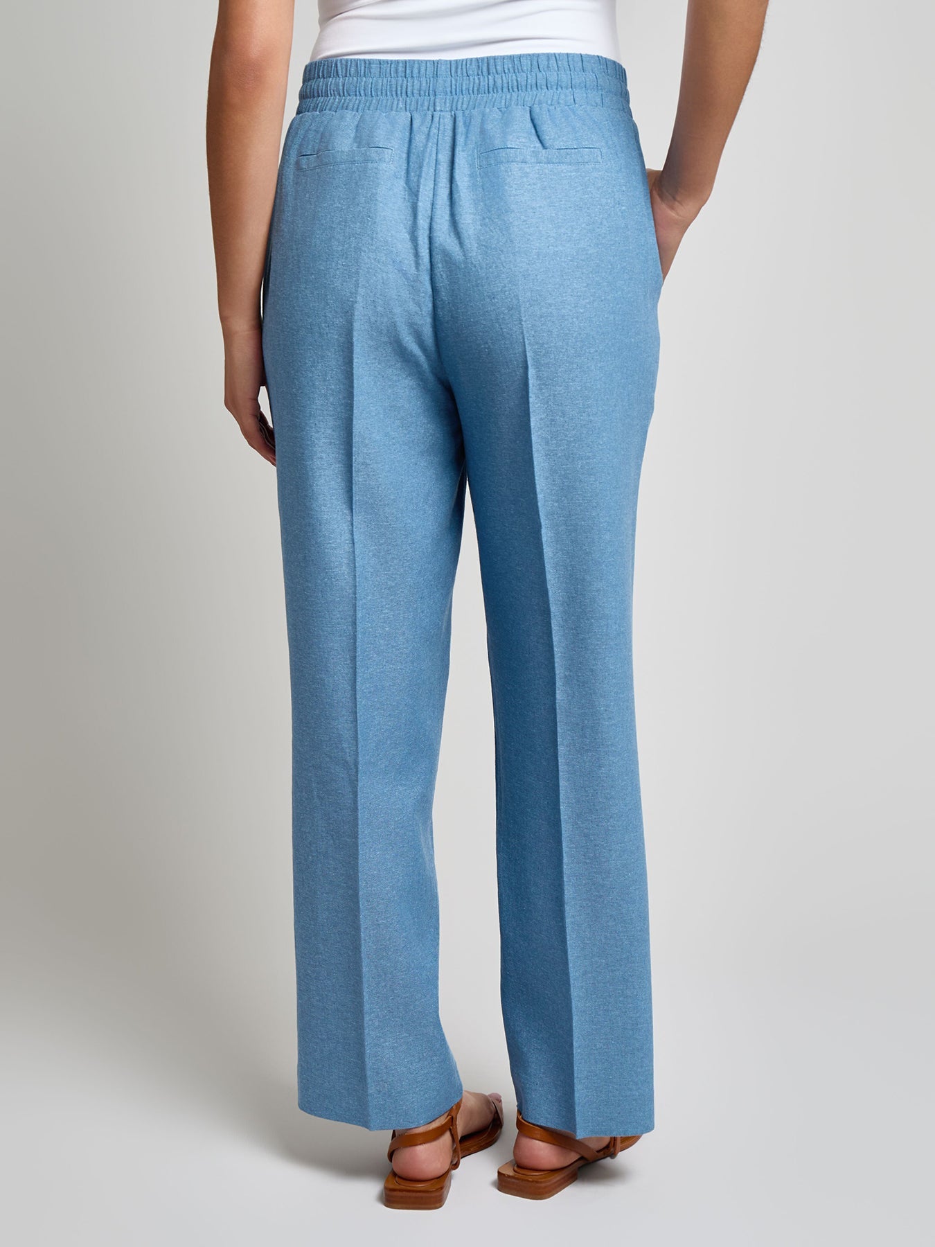 Pull-On Drawstring Pant, Crossdye Linen Blend