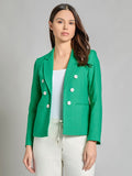 Faux Double Breasted Blazer, Linen Blend