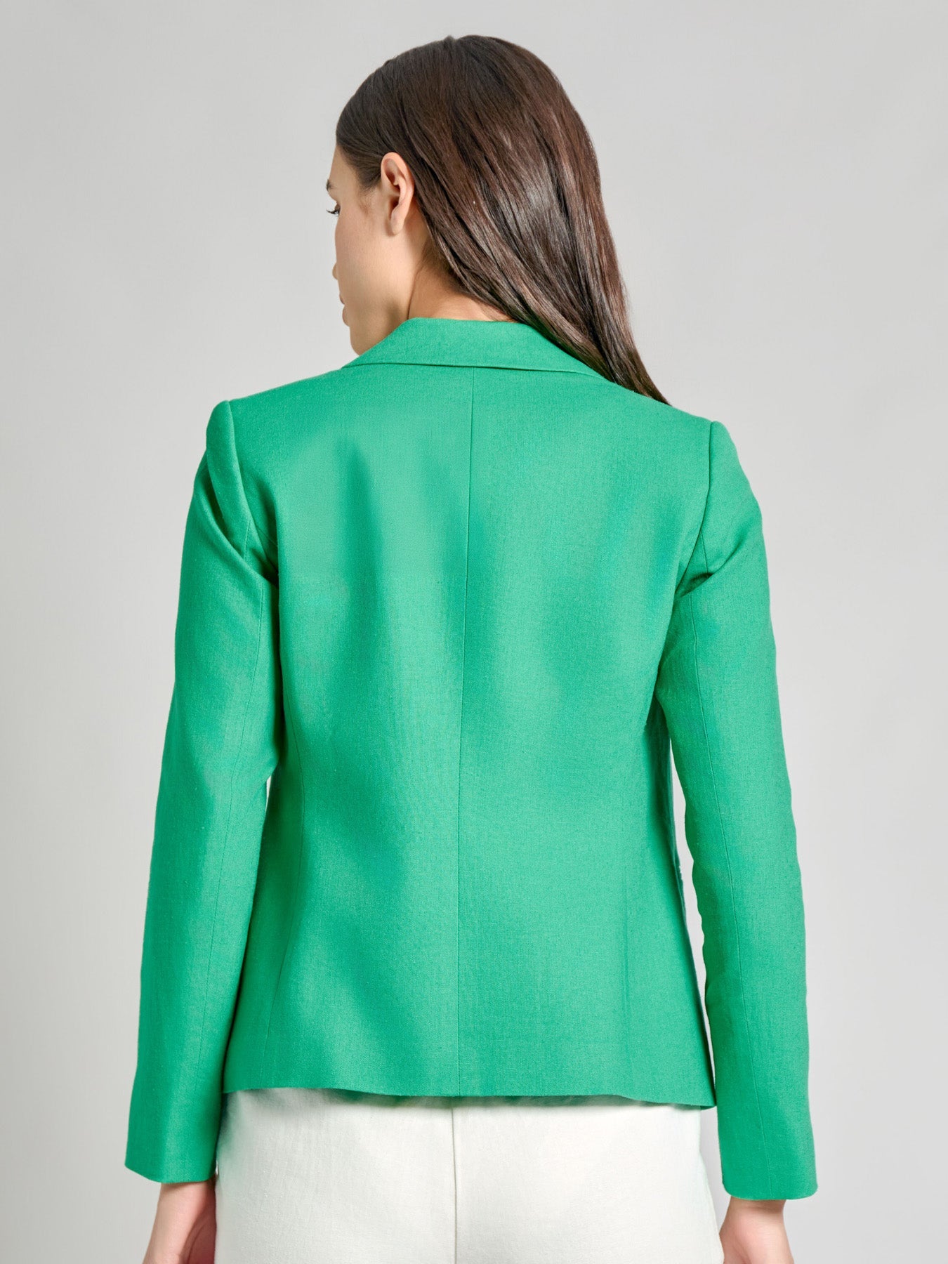 Faux Double Breasted Blazer, Linen Blend