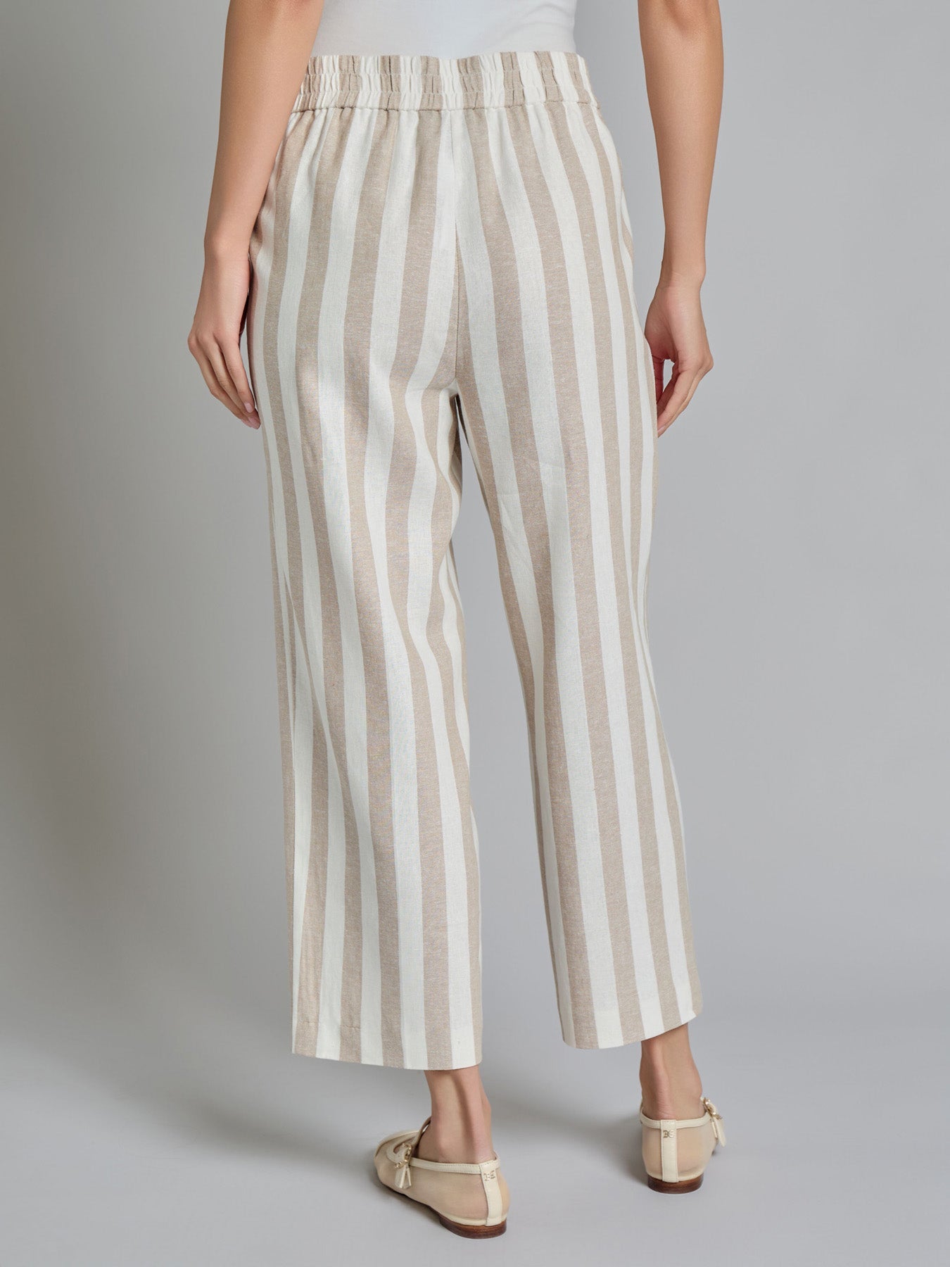 Pull-On Cropped Pant, Linen Blend