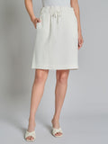 Pull-On Drawstring Skirt, Linen Blend