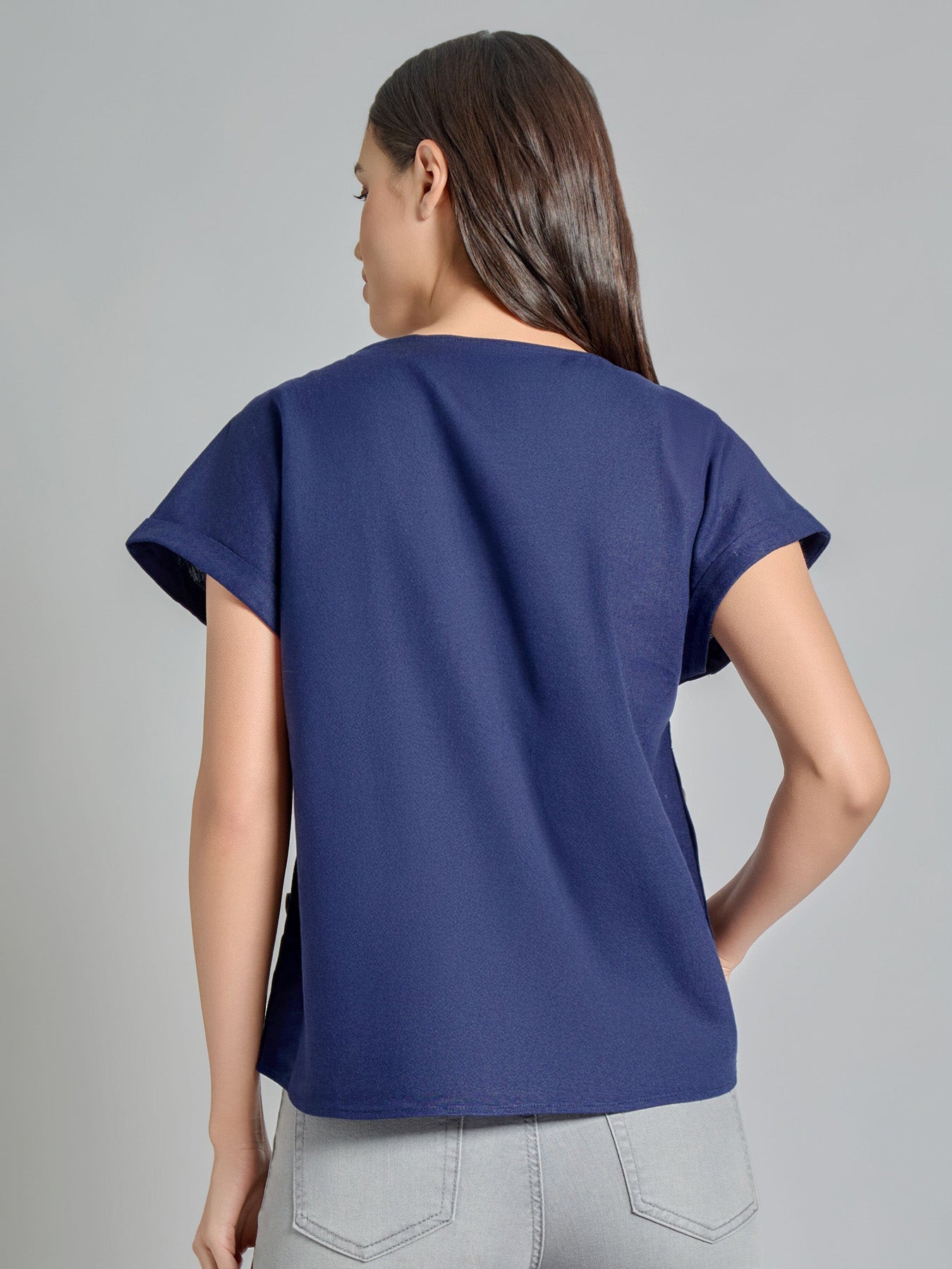 Button Detail Blouse, Linen Blend