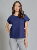 Button Detail Blouse, Hammered Satin