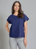 Petite Button Detail Blouse, Linen Blend