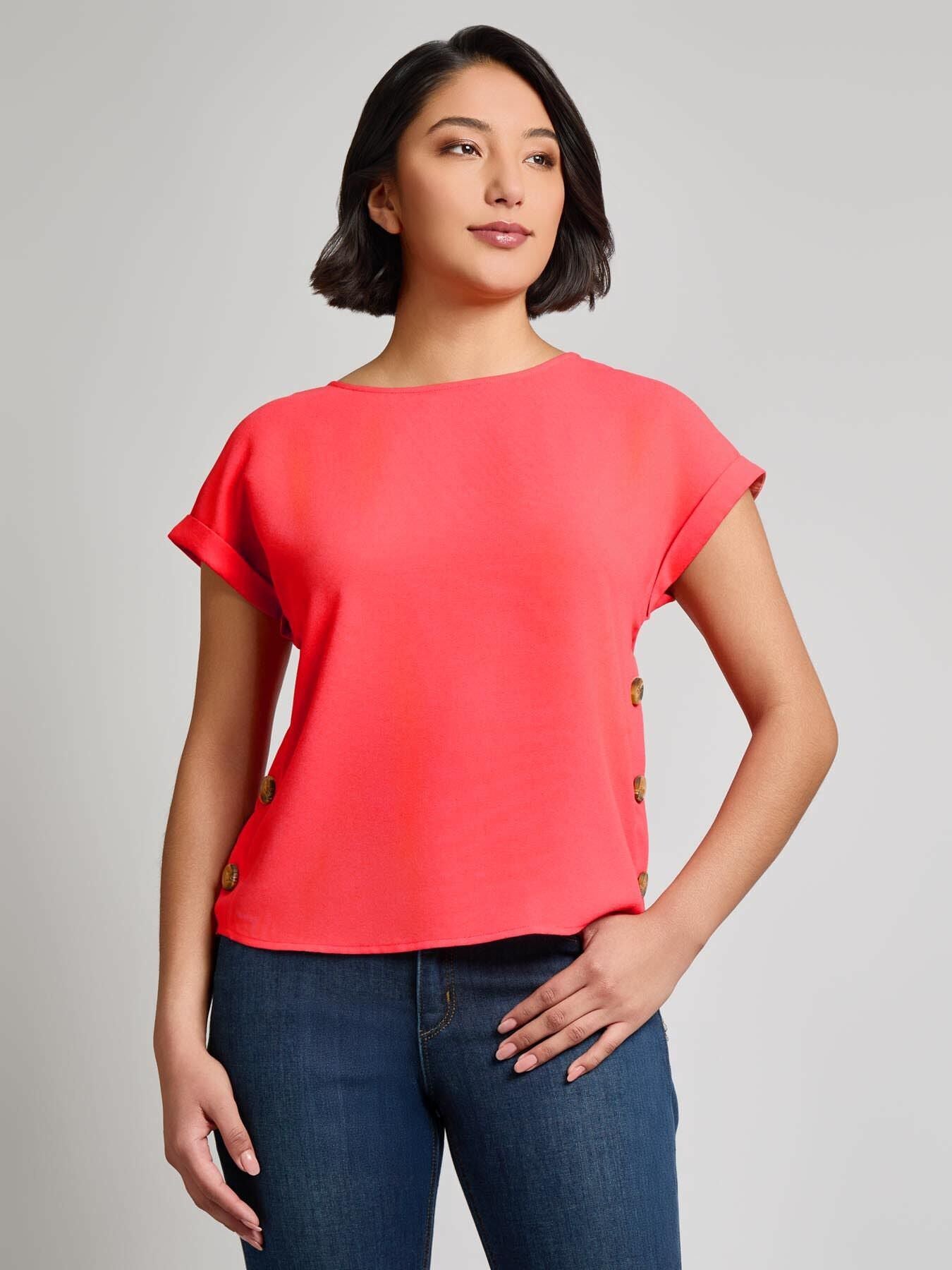 Button Detail Blouse, Jasper Crepe