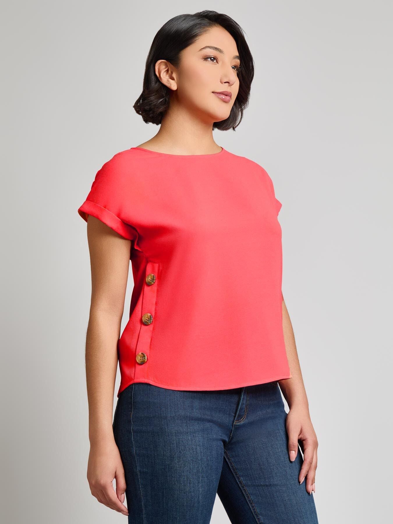 Plus Button Detail Blouse, Jasper Crepe